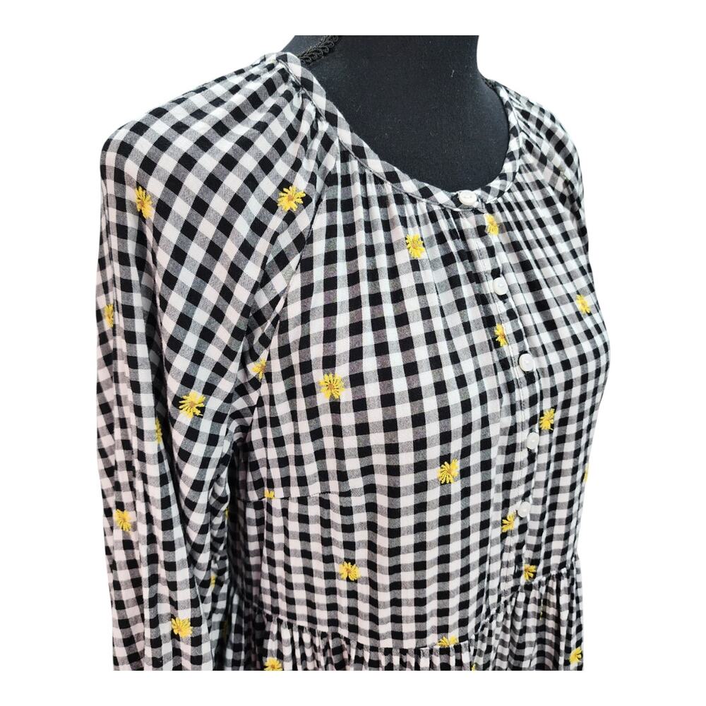 Old Navy Gingham Midi Dress Women’s Small Black White Daisy Cottagecore Country - Picture 9 of 16